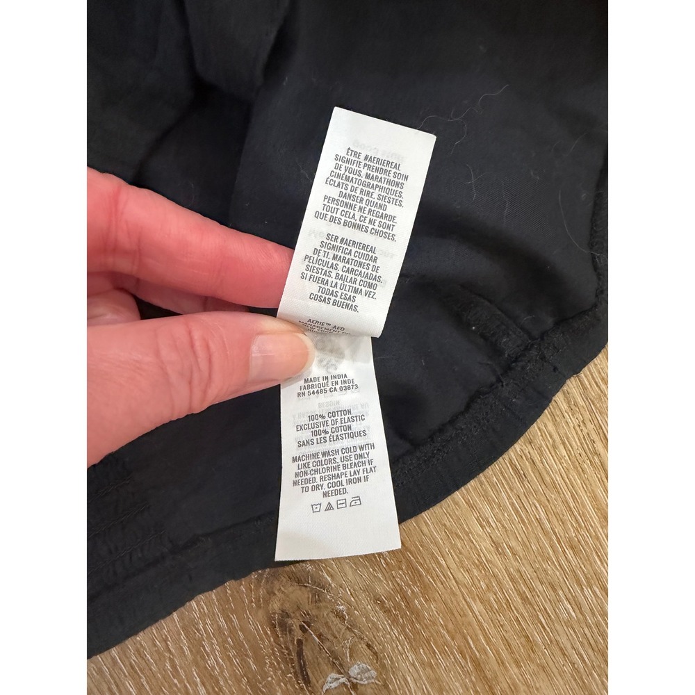 Aerie Womens Black Cotton Gauze Smocked Back Crop Top Adjustable Straps Large - Picture 6 of 7